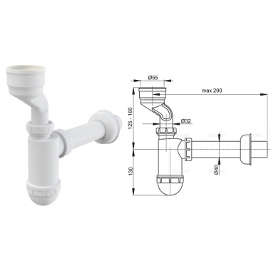 Сифон для писсуара A45A (AlcaPlast)