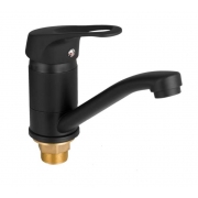 Смеситель КС BLACK ДЕНТ (20612) для умывальника, d40, излив 145мм, черный