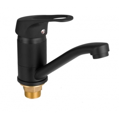 Смеситель КС BLACK ДЕНТ (20612) для умывальника, d40, излив 145мм, черный